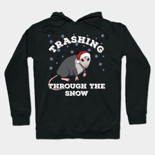 Christmas Opossum trashing through the snow Hoodie